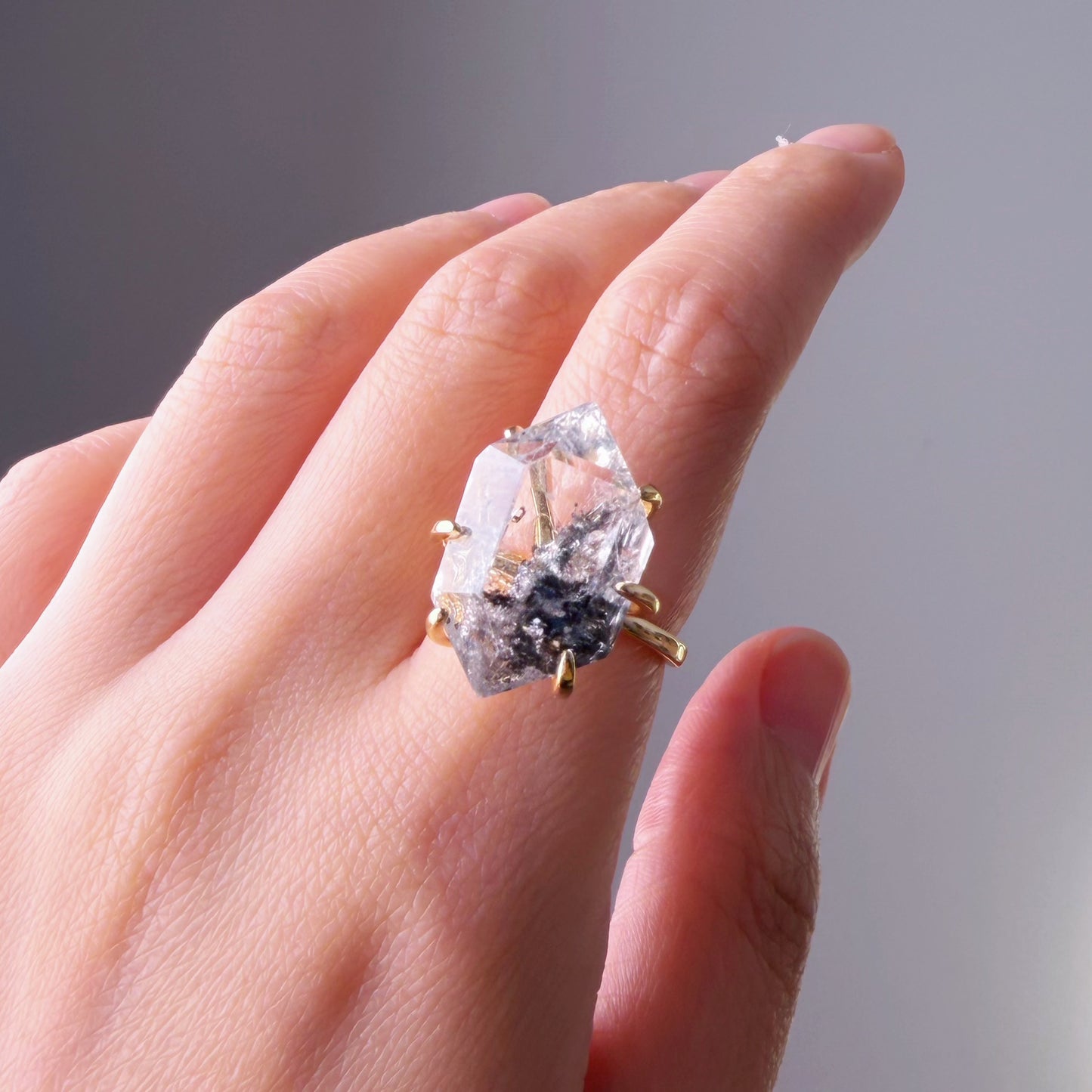 Quartzberry - Natural Large Herkimer Diamond Crystal Ring - One-of-a-kind