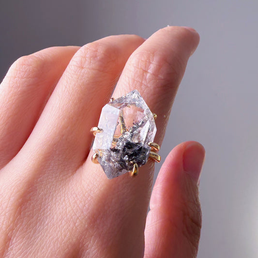 Quartzberry - Natural Large Herkimer Diamond Crystal Ring - One-of-a-kind