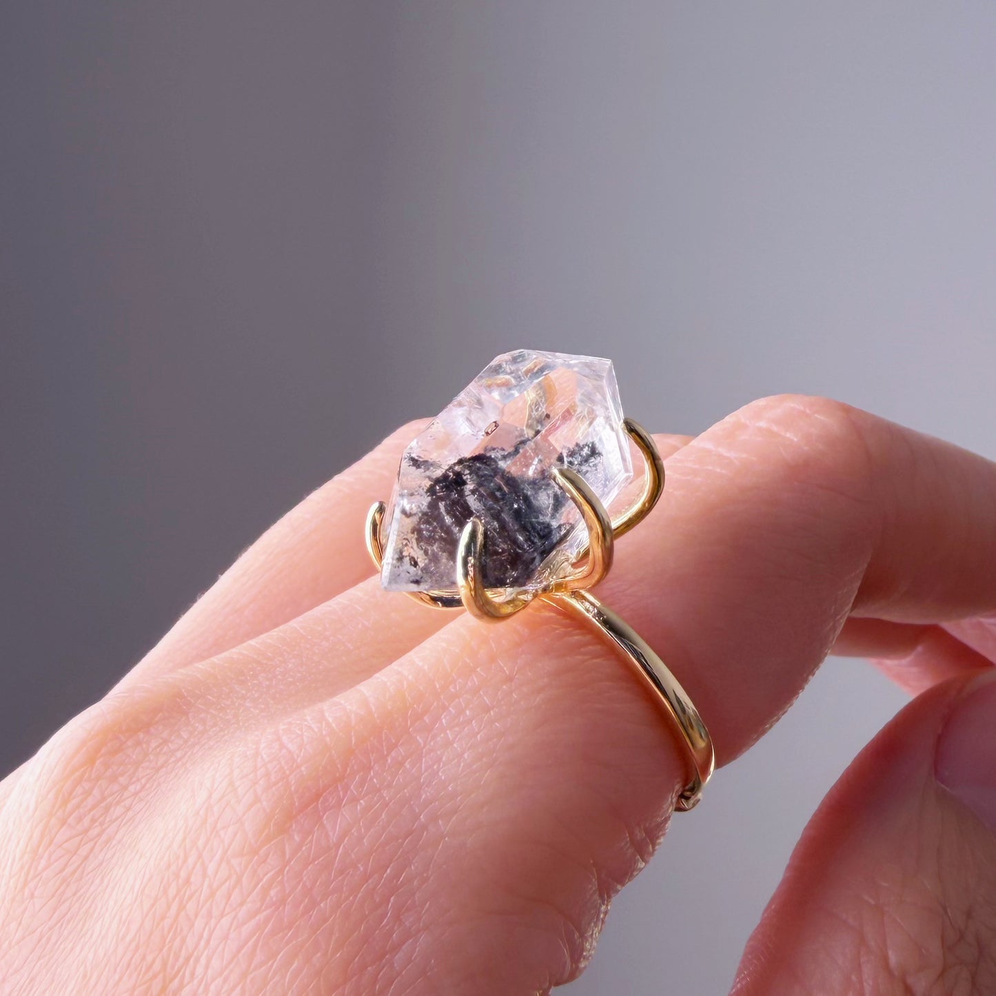 Quartzberry - Natural Large Herkimer Diamond Crystal Ring - One-of-a-kind