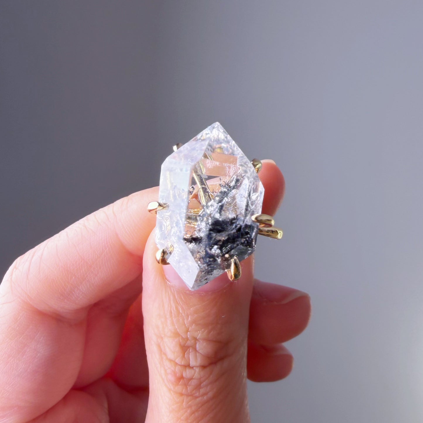 Quartzberry - Natural Large Herkimer Diamond Crystal Ring - One-of-a-kind