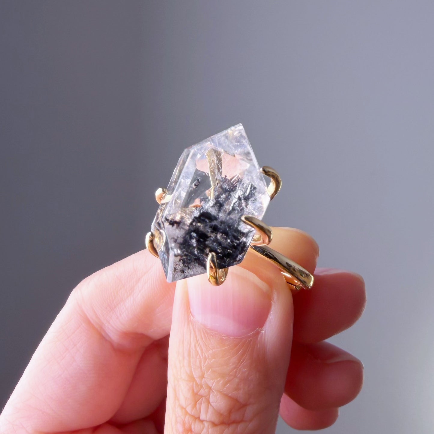 Quartzberry - Natural Large Herkimer Diamond Crystal Ring - One-of-a-kind