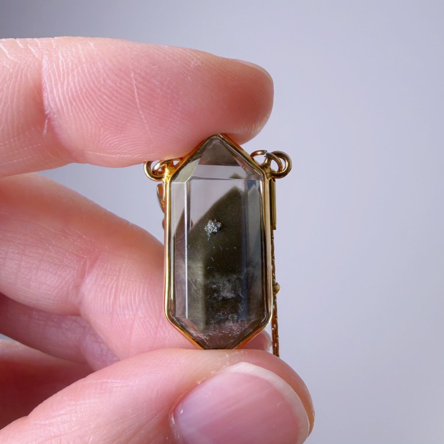 Quartzberry - Natural Dark Green Phantom Quartz Crystal Necklace - One-of-a-kind