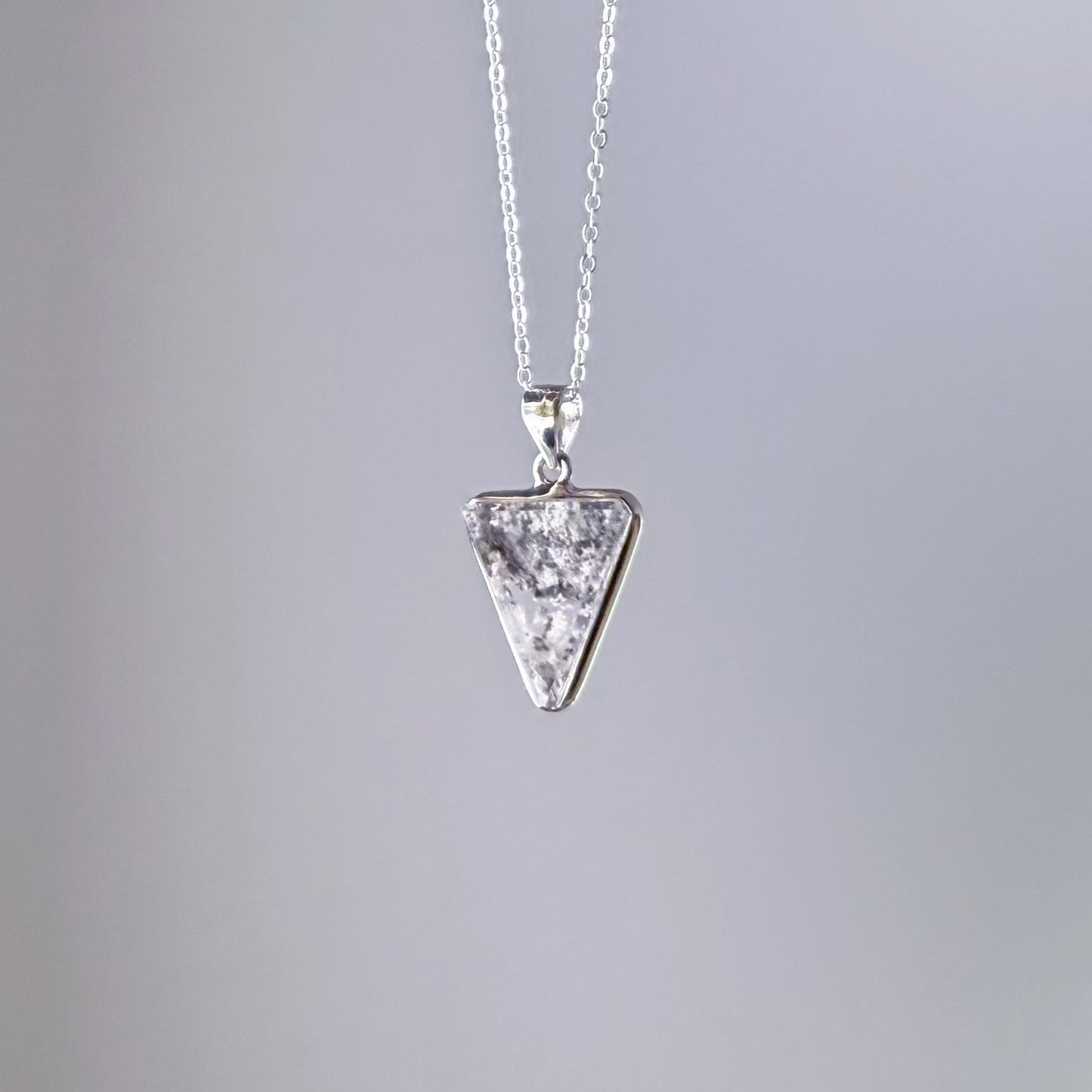 Handmade Black and White Phantom Quartz Crystal Silver Pendant Necklace