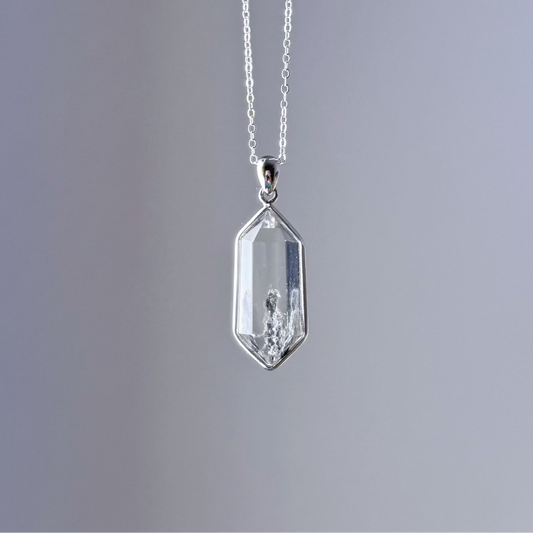 Handmade Phantom Quartz Double Terminated Crystal Pendant Necklace