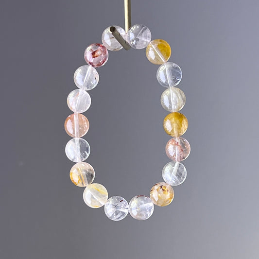 Root Chakra Hematoid Mixed Colour Fire Quartz Crystal Bead Bracelet-Ninaouity