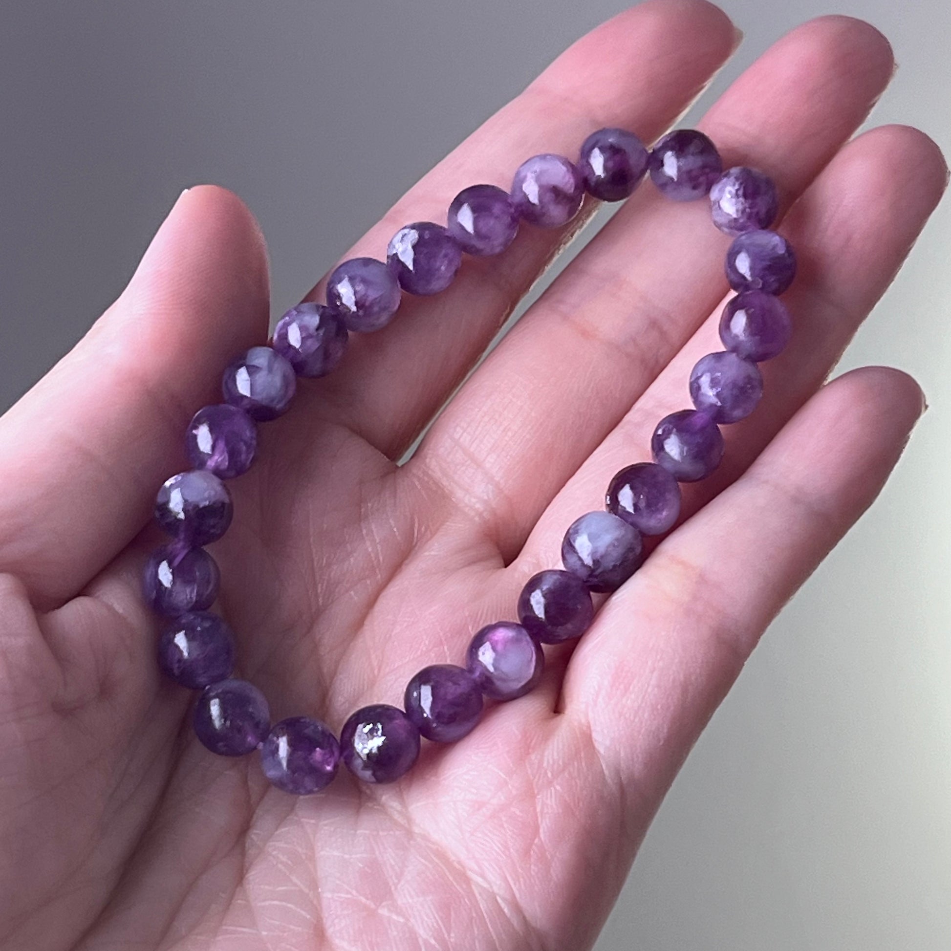 Heart Chakra Purple Lepidolite Crystal Bracelet-Ninaouity