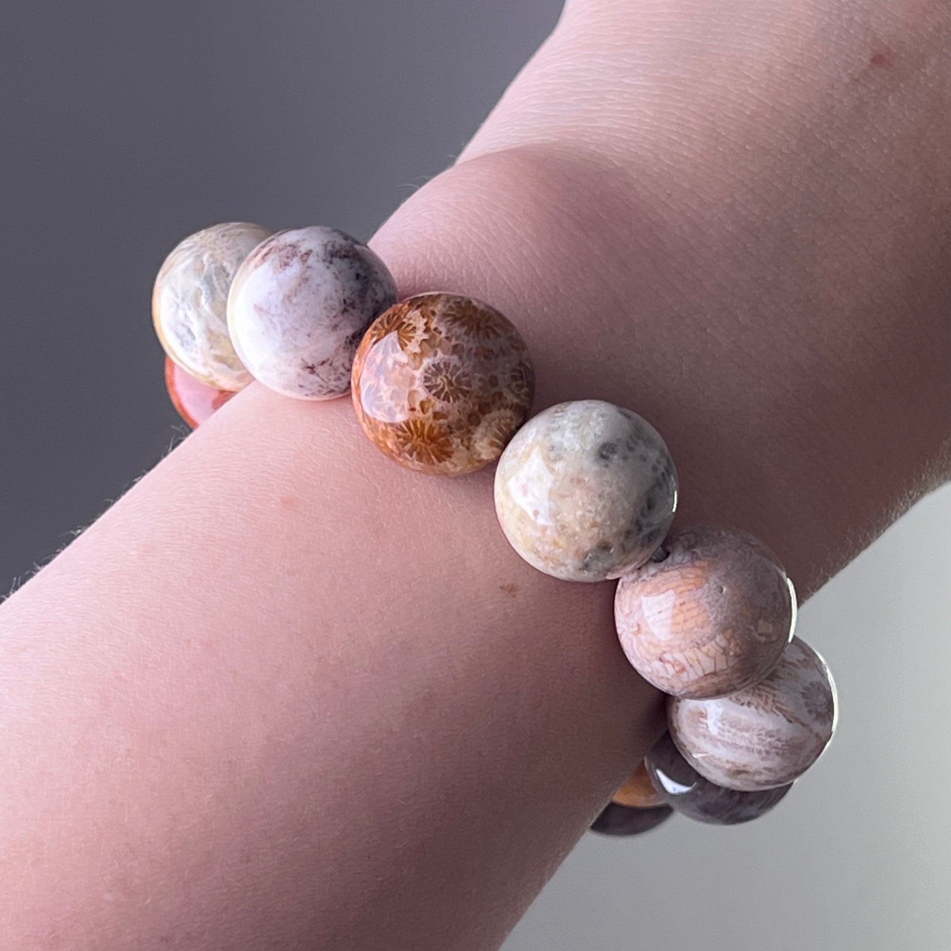 Root Chakra Large Coral Jade Crystal Bead Bracelet-Ninaouity