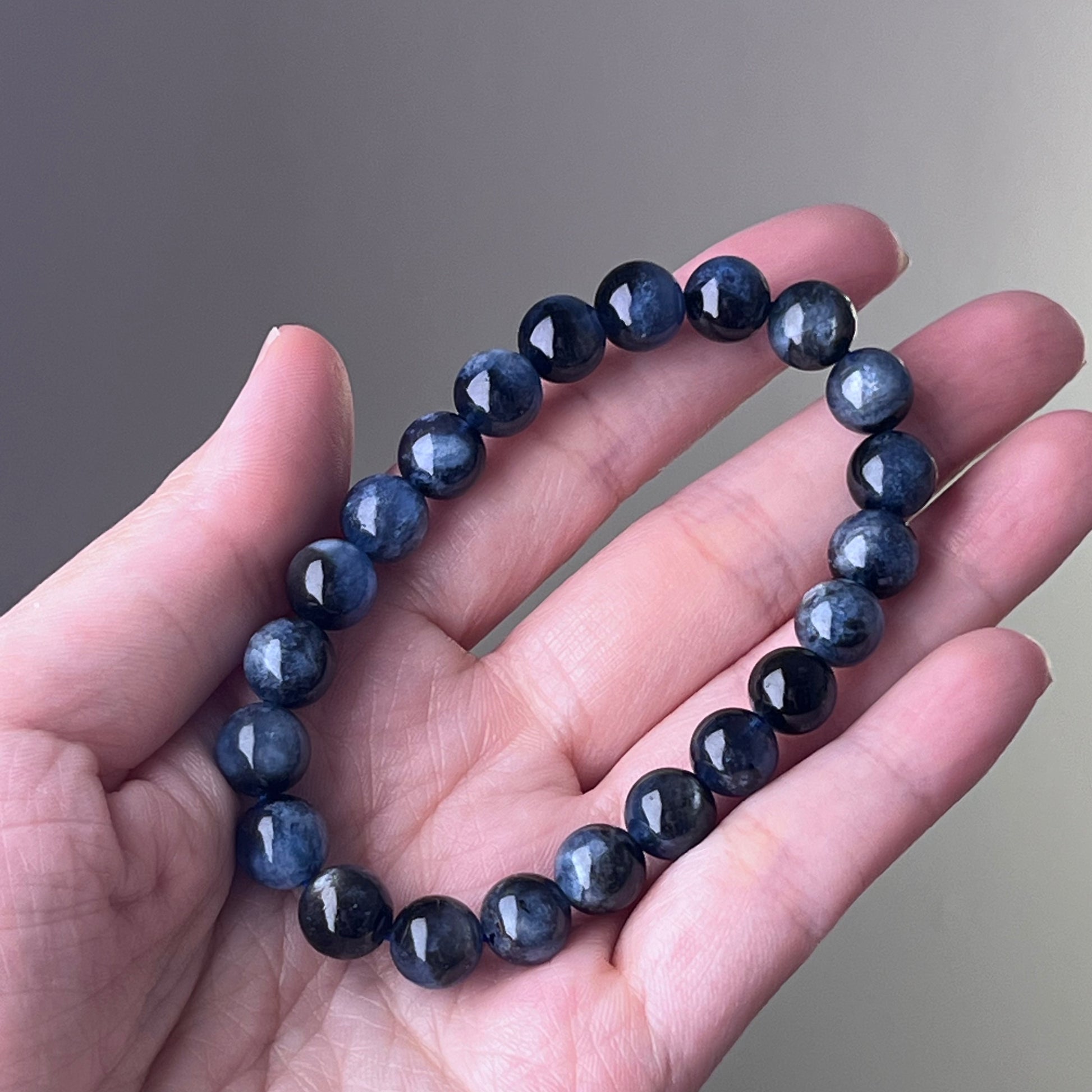 Throat Chakra Natural Evil Eye Dark Blue Aquamarine Crystal Bracelet-Ninaouity