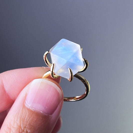 Handmade Natural Blue Moonstone Crystal Ring-Ninaouity