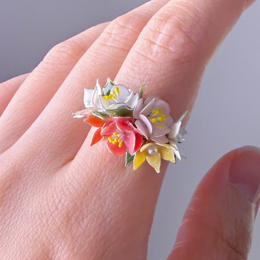 Handmade Spring Flowers Bouquet Ring