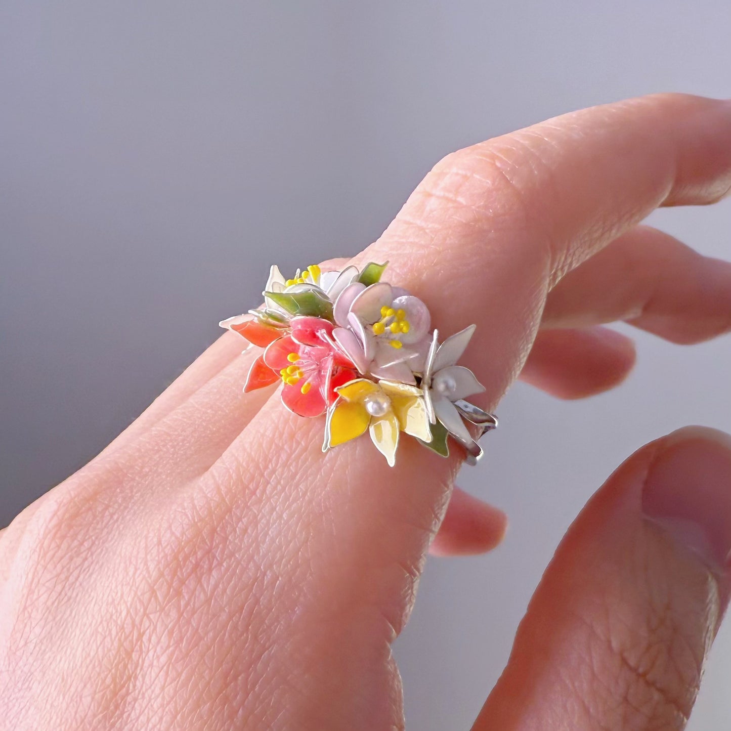Handmade Spring Flowers Bouquet Ring