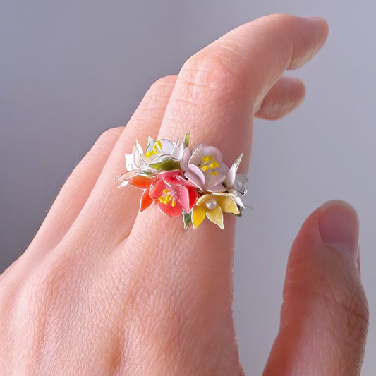 Handmade Spring Flowers Bouquet Ring