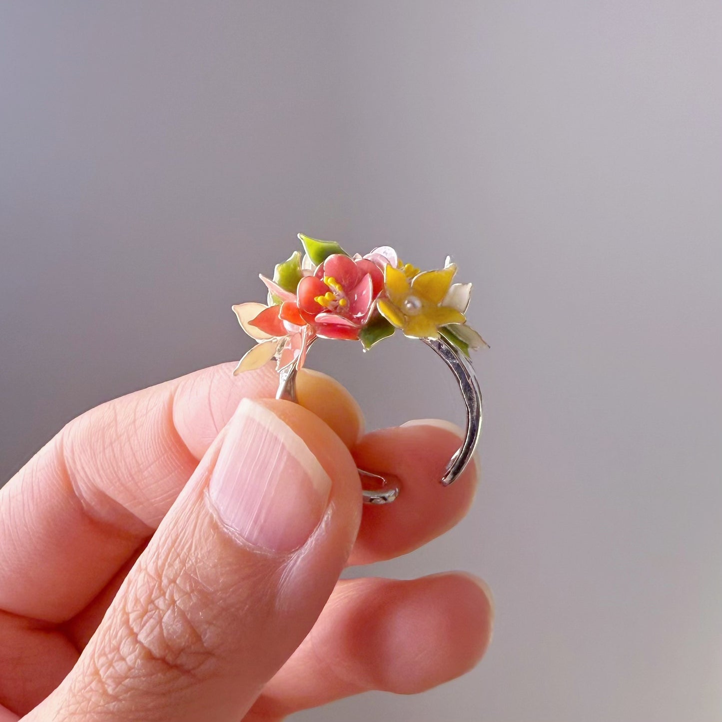 Handmade Spring Flowers Bouquet Ring