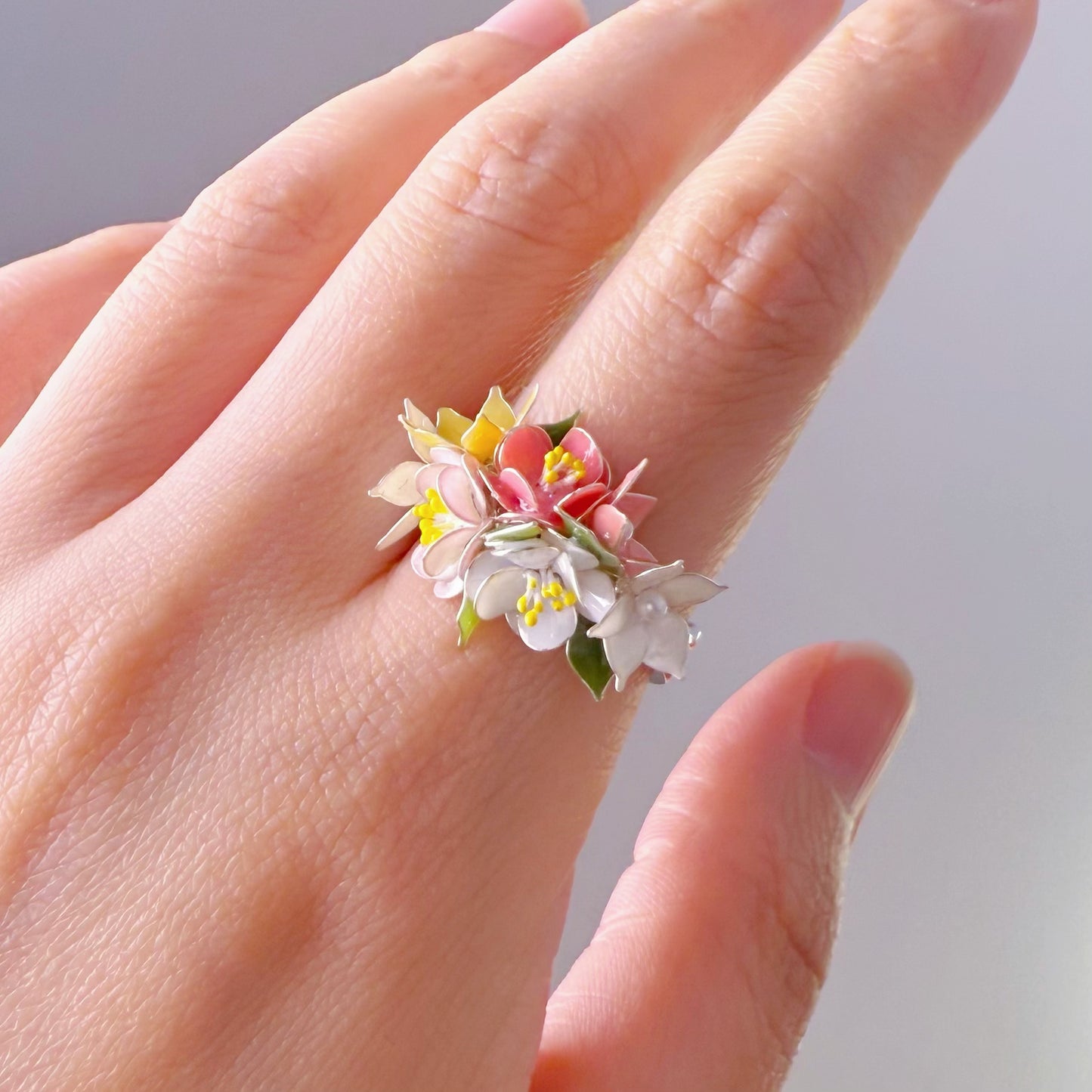 Handmade Spring Flowers Bouquet Ring