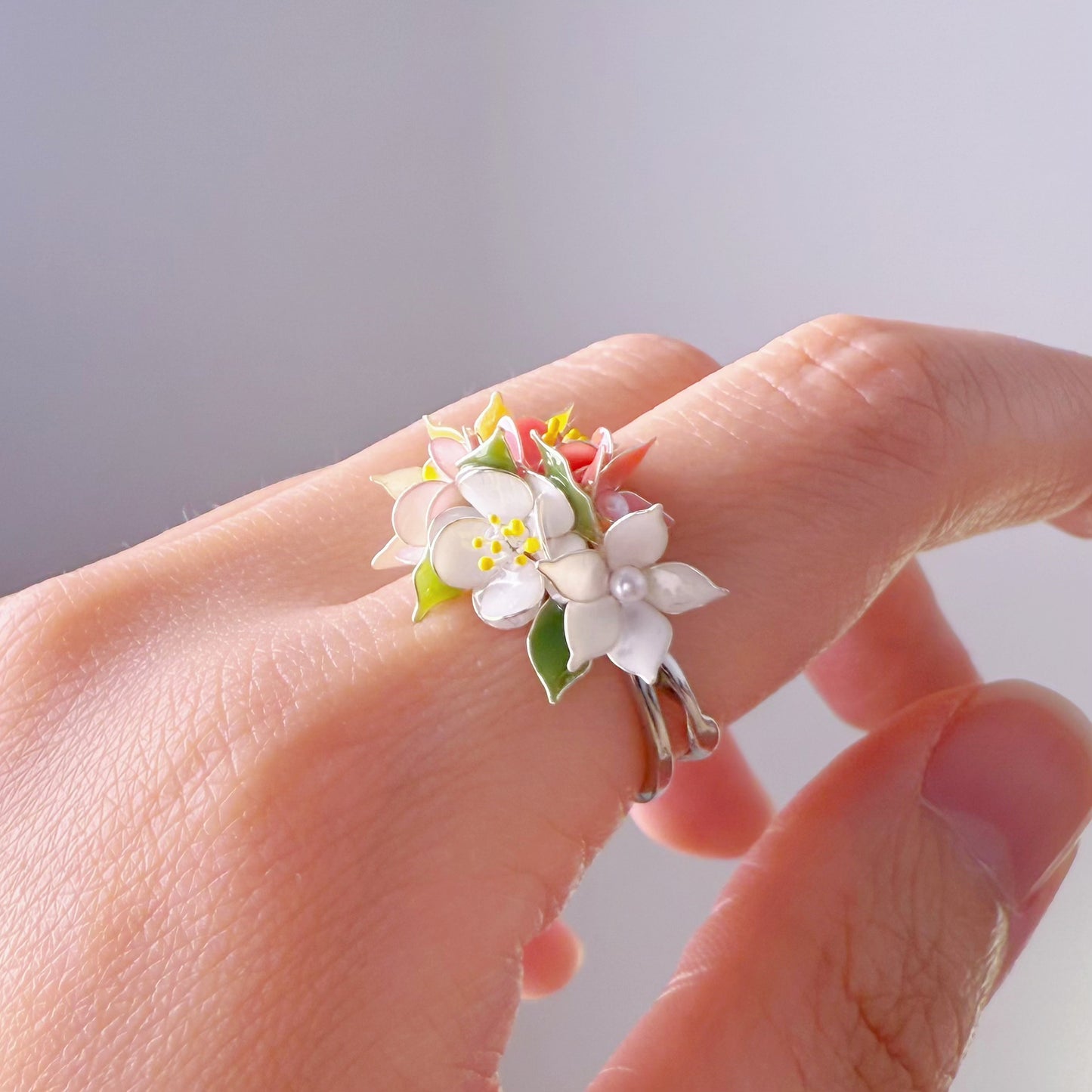 Handmade Spring Flowers Bouquet Ring