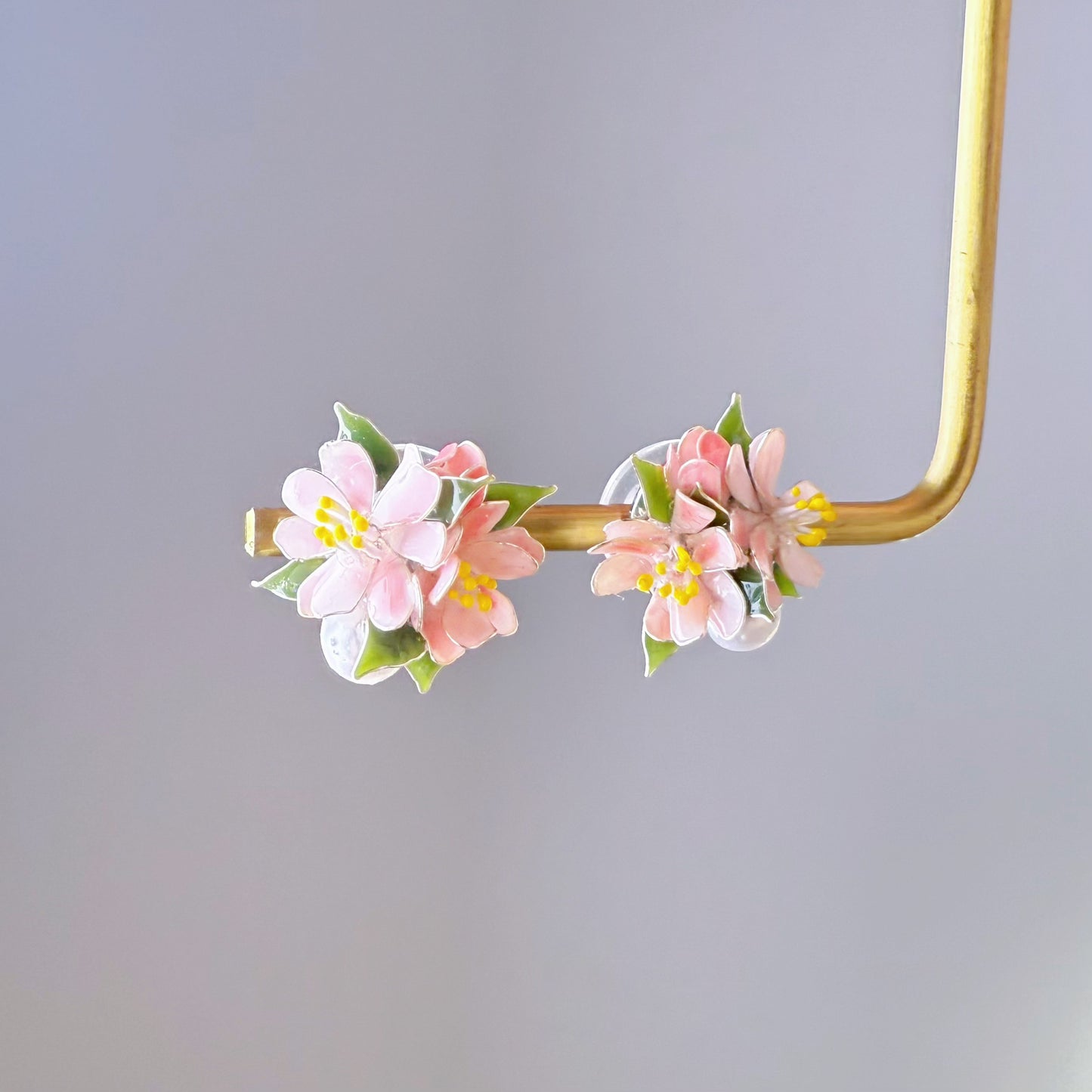 Handmade Apple Blossom Pink and White Flowers Earrings