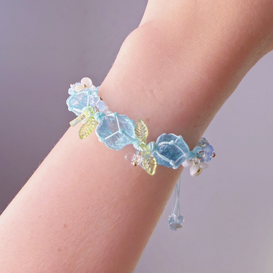 Quartzberry - Throat and Heart Chakra Blue Aquamarine Crystal Handmade Macrame Bracelet