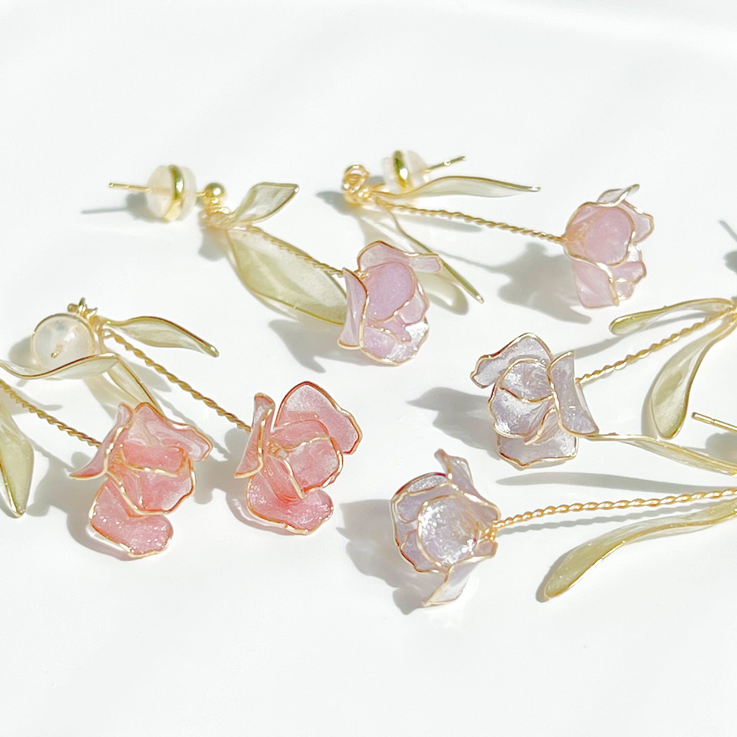 Handmade Light Purple Tulip Flower Earrings-Ninaouity