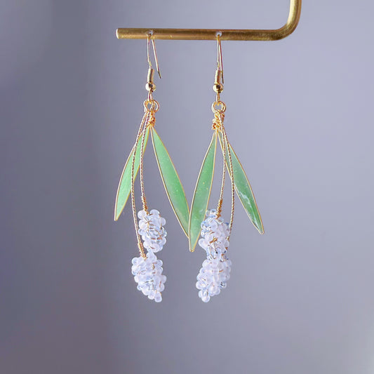 Handmade Blue Grape Hyacinth Flowers Dangle Earrings