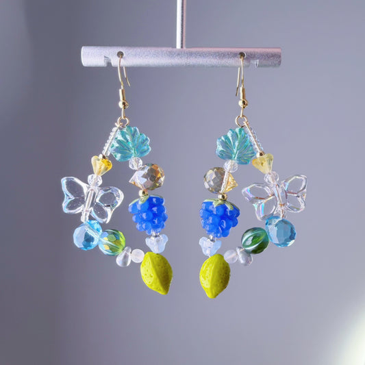 Handmade Summer Fruit Garden Lampwork Glass Beads Earrings