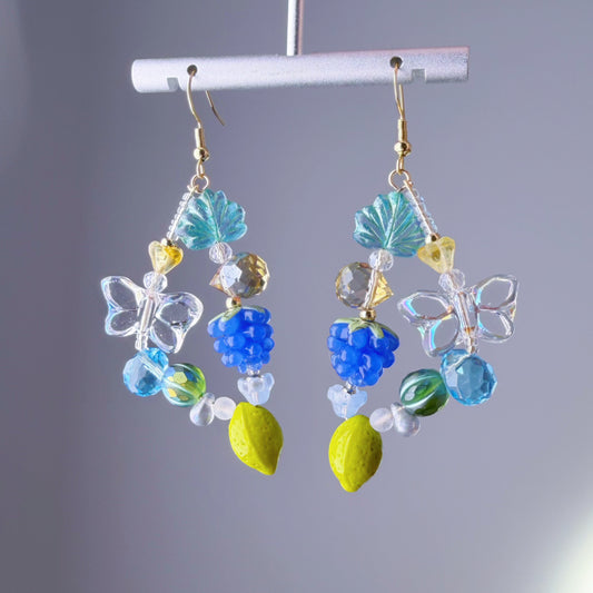 Handmade Summer Fruit Garden Lampwork Glass Beads Earrings