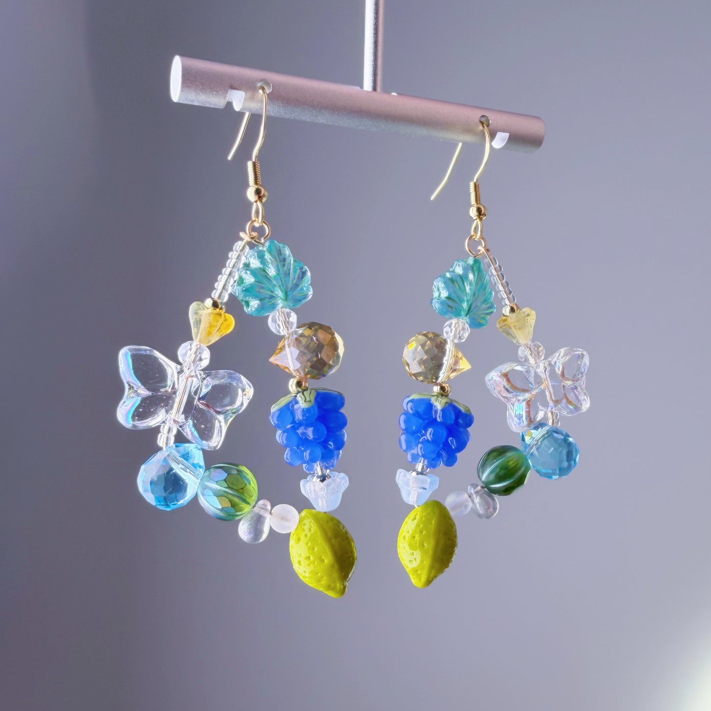 Handmade Summer Fruit Garden Lampwork Glass Beads Earrings