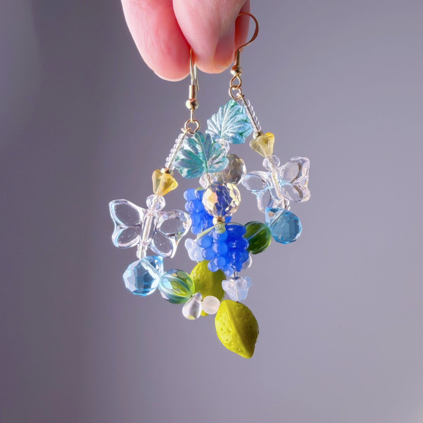 Handmade Summer Fruit Garden Lampwork Glass Beads Earrings