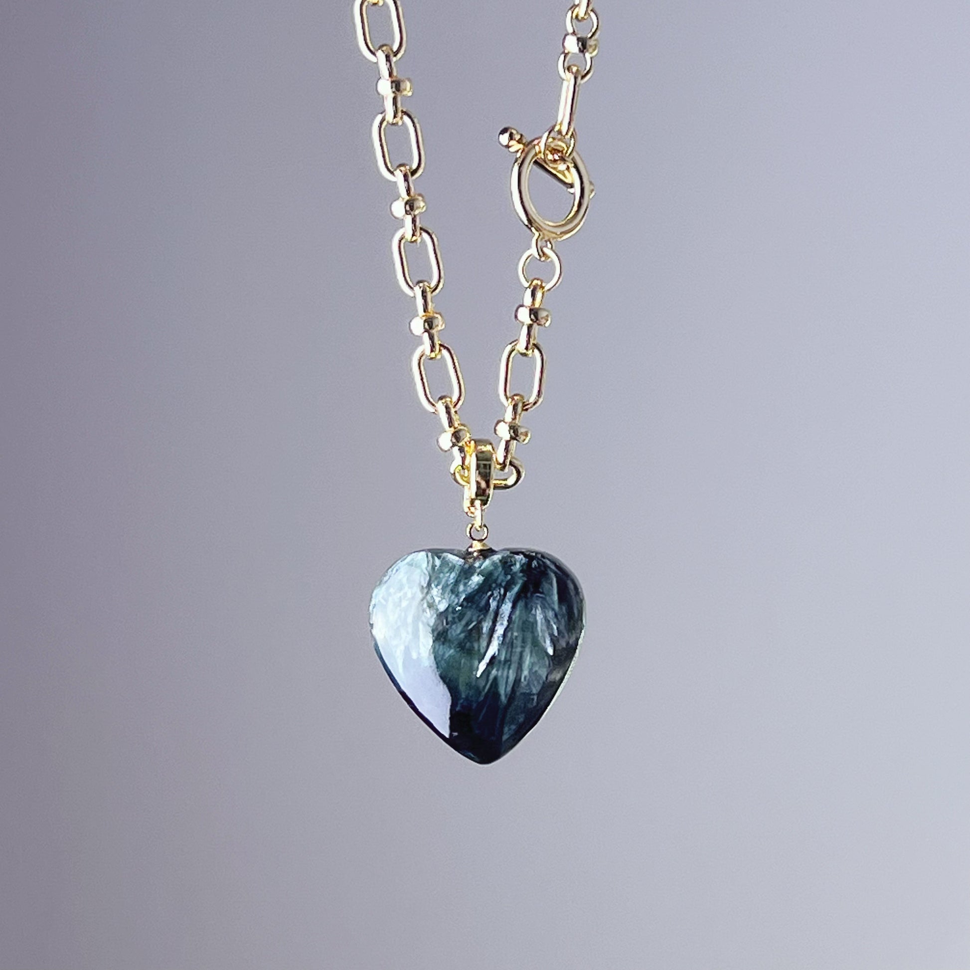 Seraphinite Crystal Heart Pendant Necklace-Ninaouity