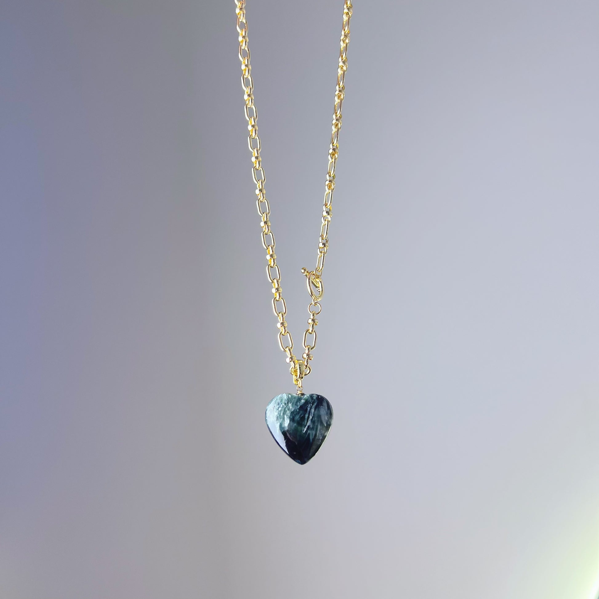 Seraphinite Crystal Heart Pendant Necklace-Ninaouity