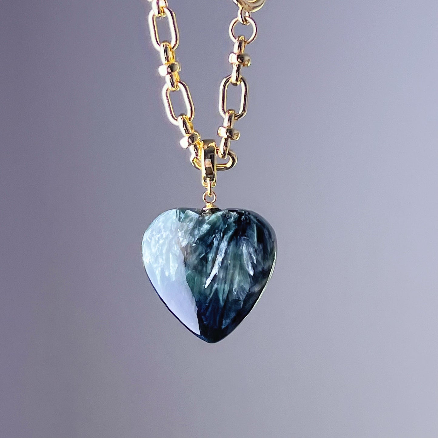 Seraphinite Crystal Heart Pendant Necklace-Ninaouity