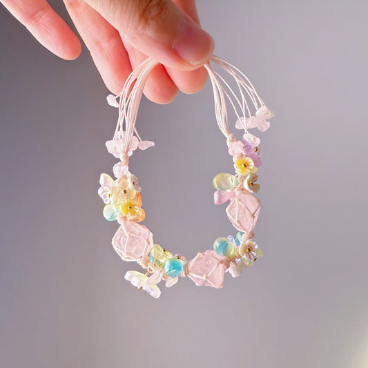 Quartzberry - Heart Chakra Rose Quartz Handmade Macrame Crystal Bracelet