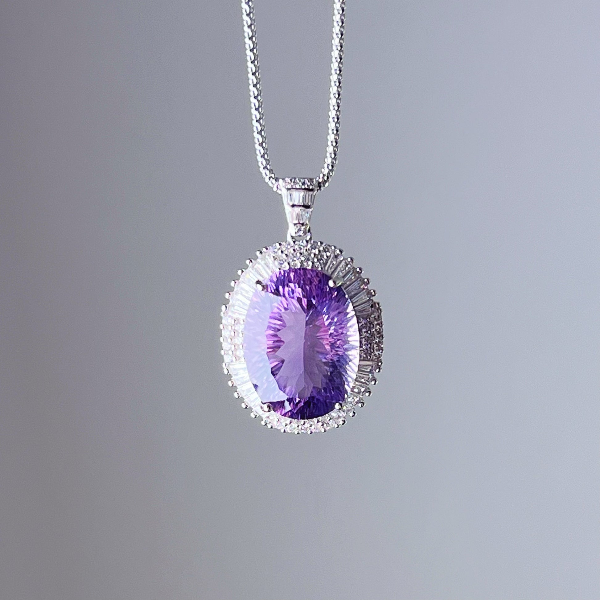 Amethyst Oval Cut Statement Necklace-Ninaouity