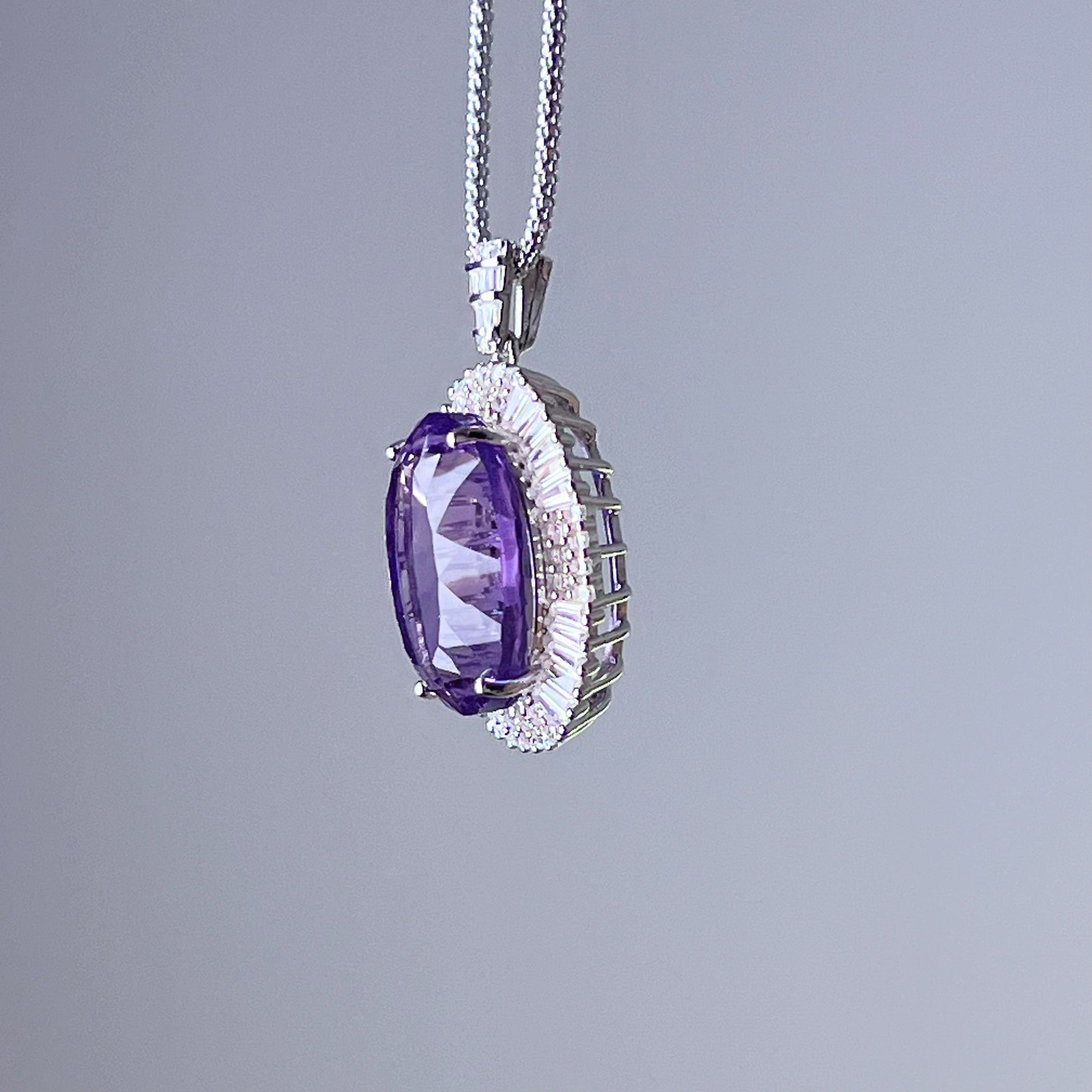 Amethyst Oval Cut Statement Necklace-Ninaouity