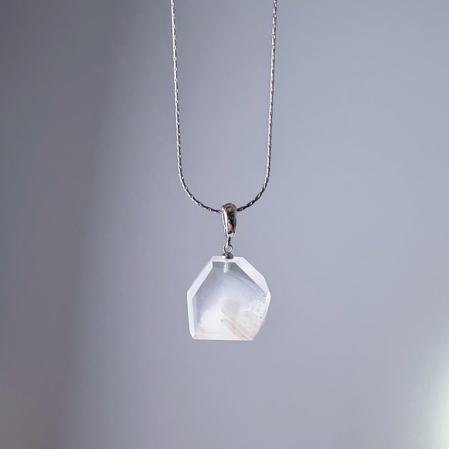 Quartzberry - Natural White Snow Mountain Phantom Quartz Crystal Necklace - One-of-a-kind