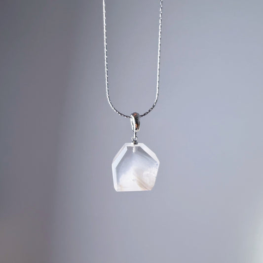 Quartzberry - Natural White Snow Mountain Phantom Quartz Crystal Necklace - One-of-a-kind