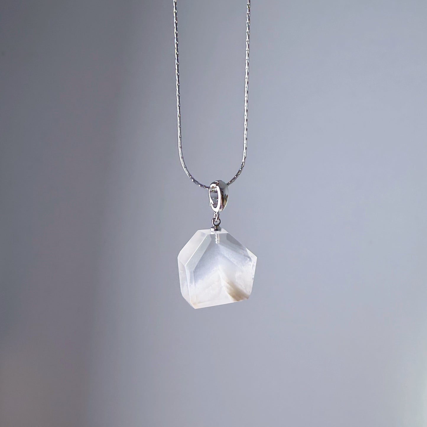 Quartzberry - Natural White Snow Mountain Phantom Quartz Crystal Necklace - One-of-a-kind
