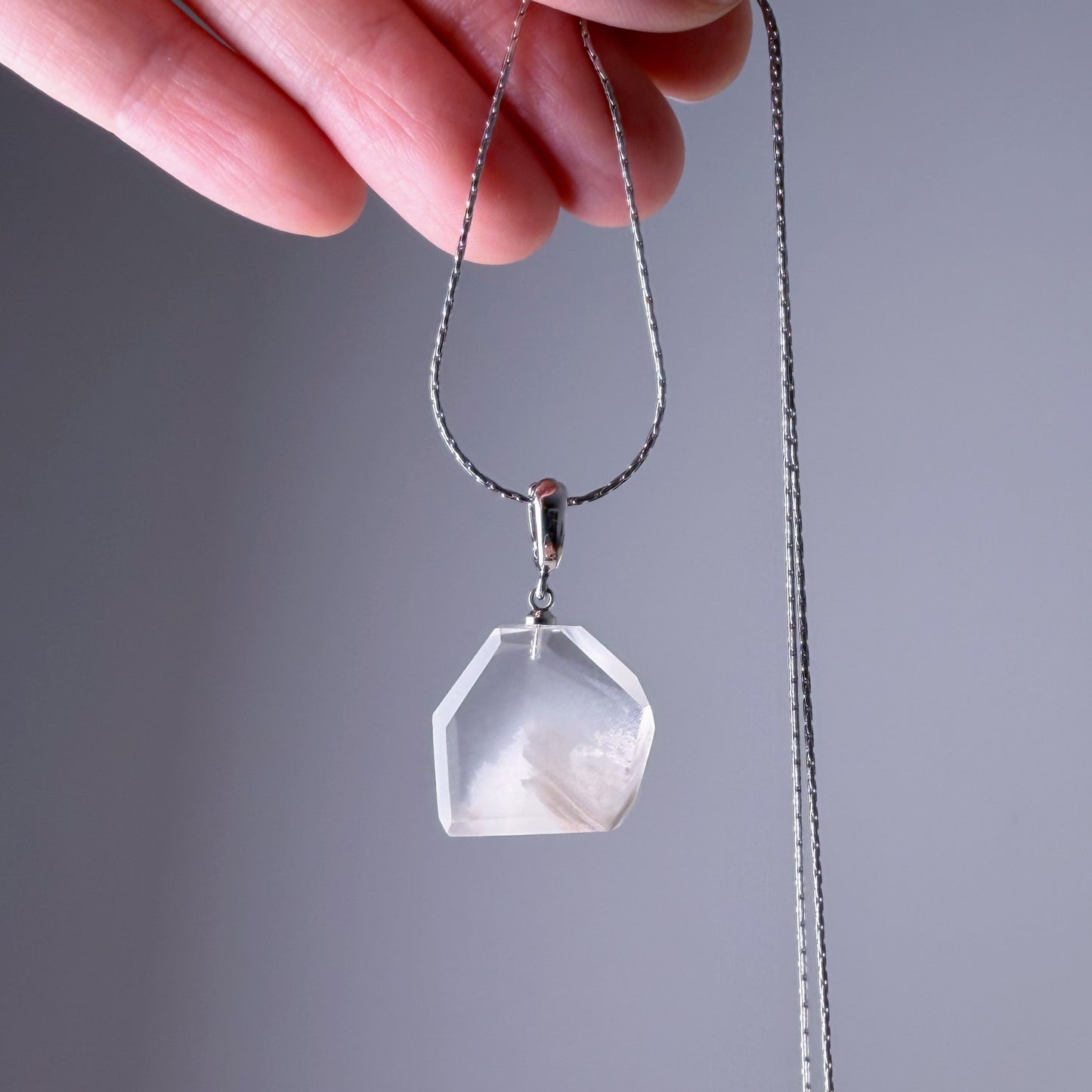 Quartzberry - Natural White Snow Mountain Phantom Quartz Crystal Necklace - One-of-a-kind