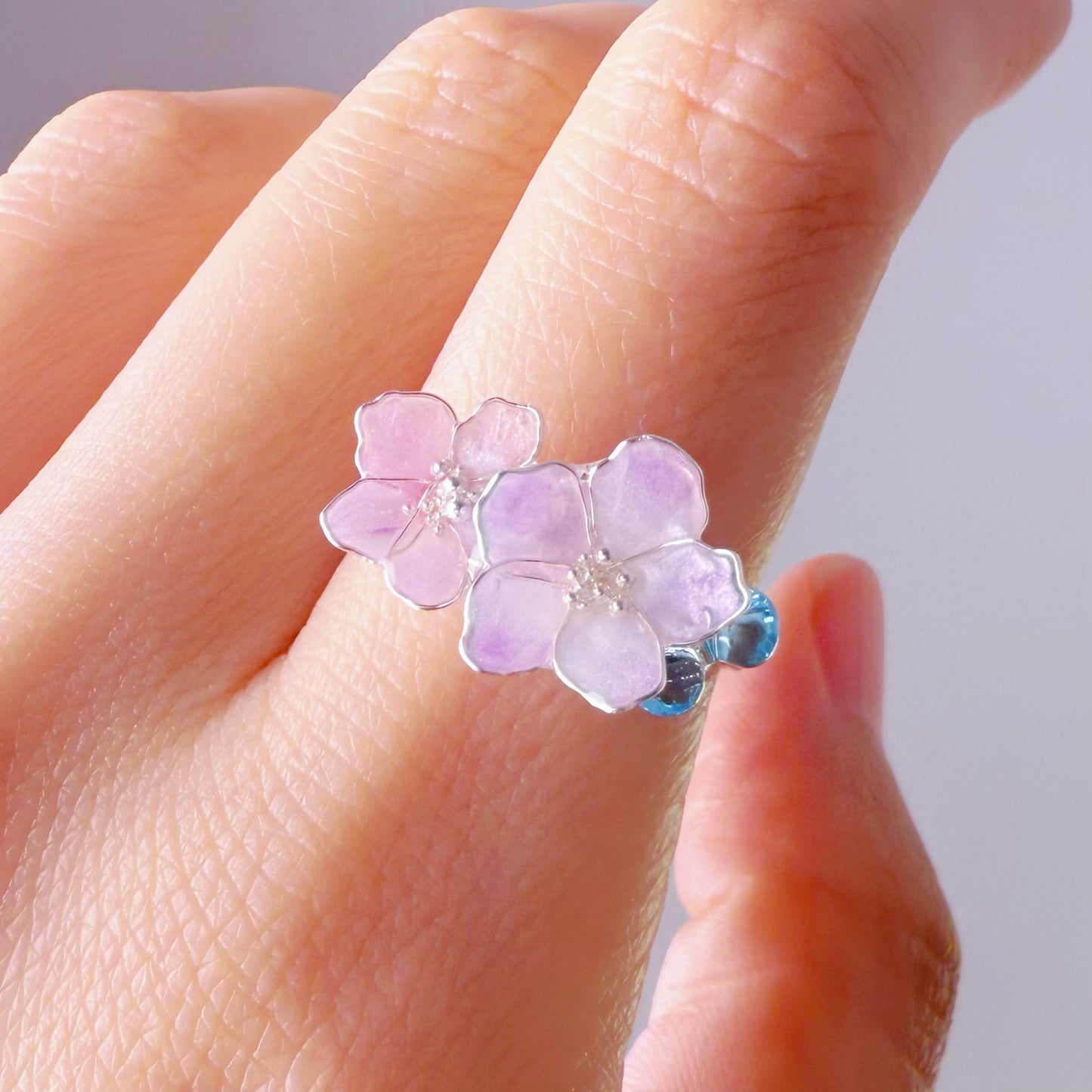 Handmade Little Purple Stars Flowers Ring
