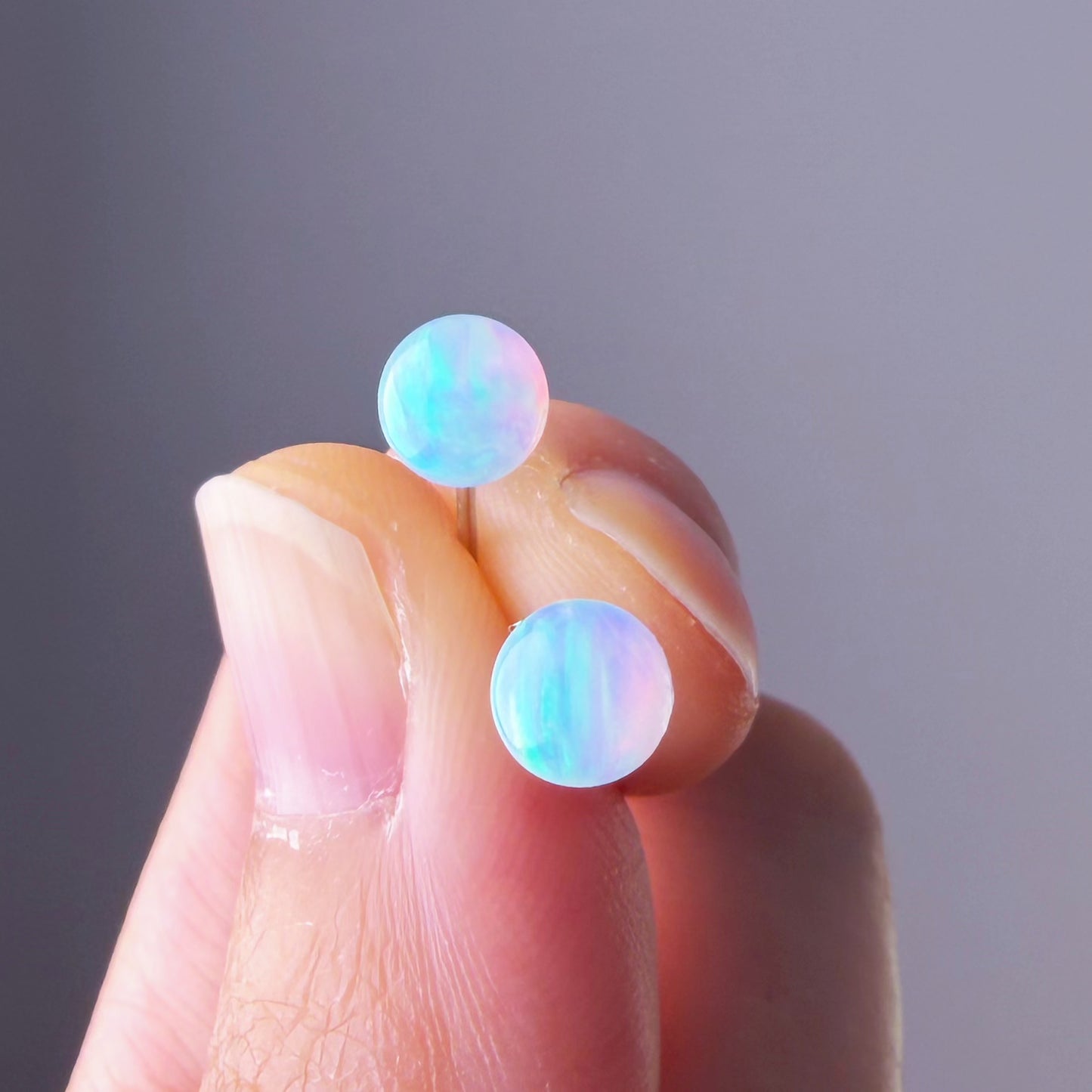 Quartzberry - Lab Grown White Opal Stud Earrings