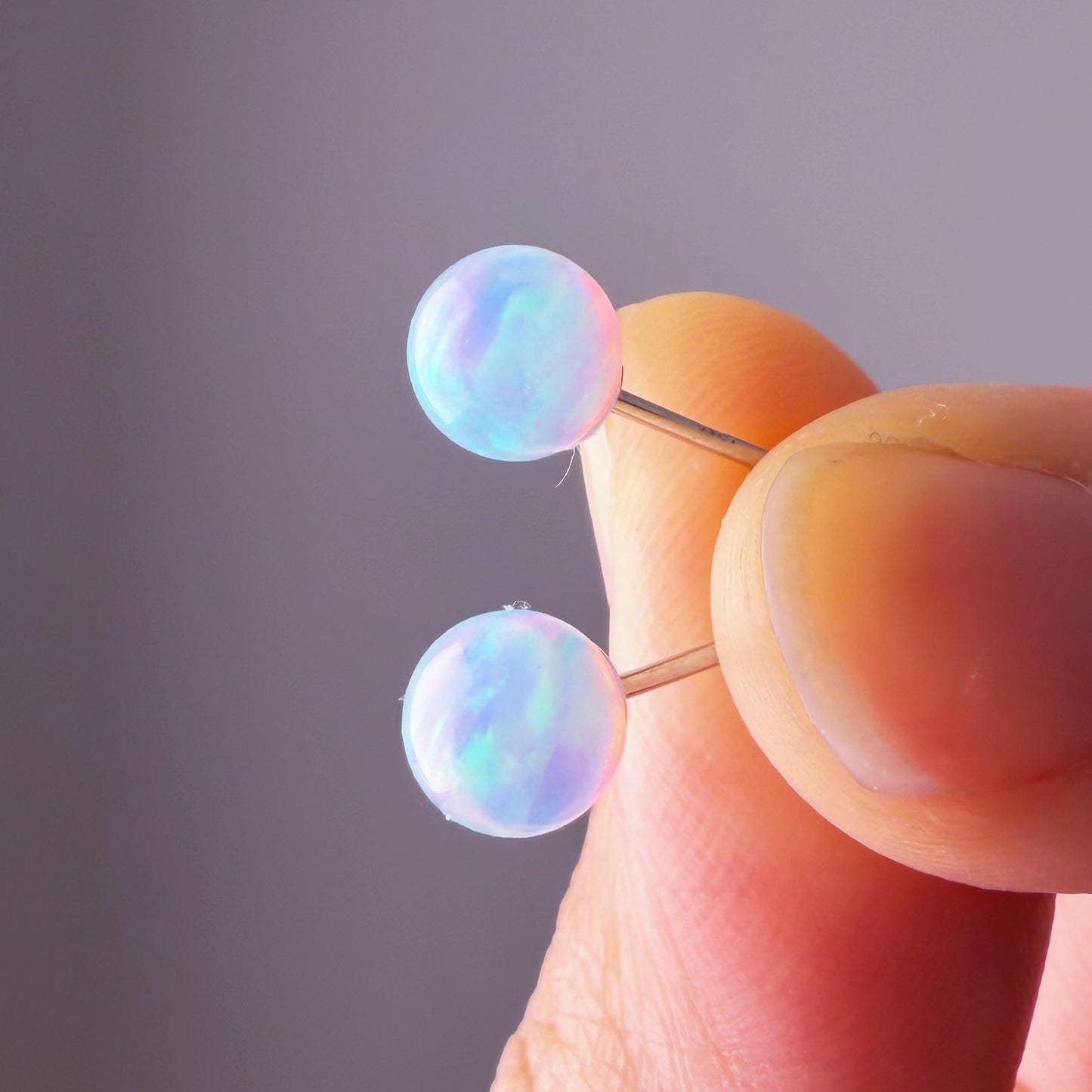 Quartzberry - Lab Grown White Opal Stud Earrings
