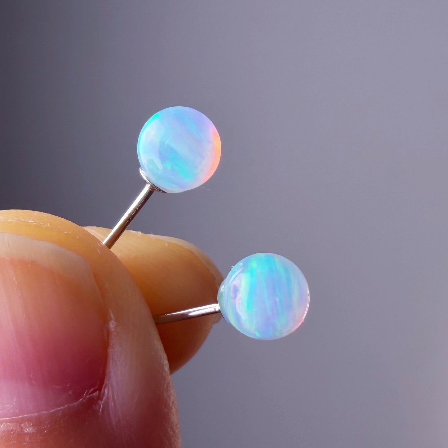 Quartzberry - Lab Grown White Opal Stud Earrings
