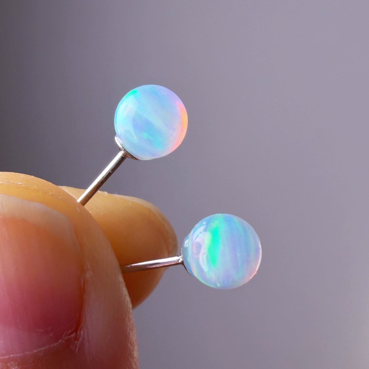 Quartzberry - Lab Grown White Opal Stud Earrings