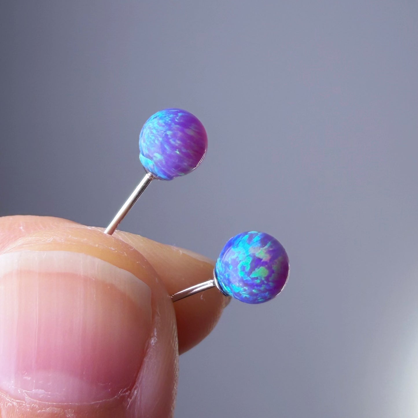 Quartzberry - Lab Grown Purple Opal Stud Earrings