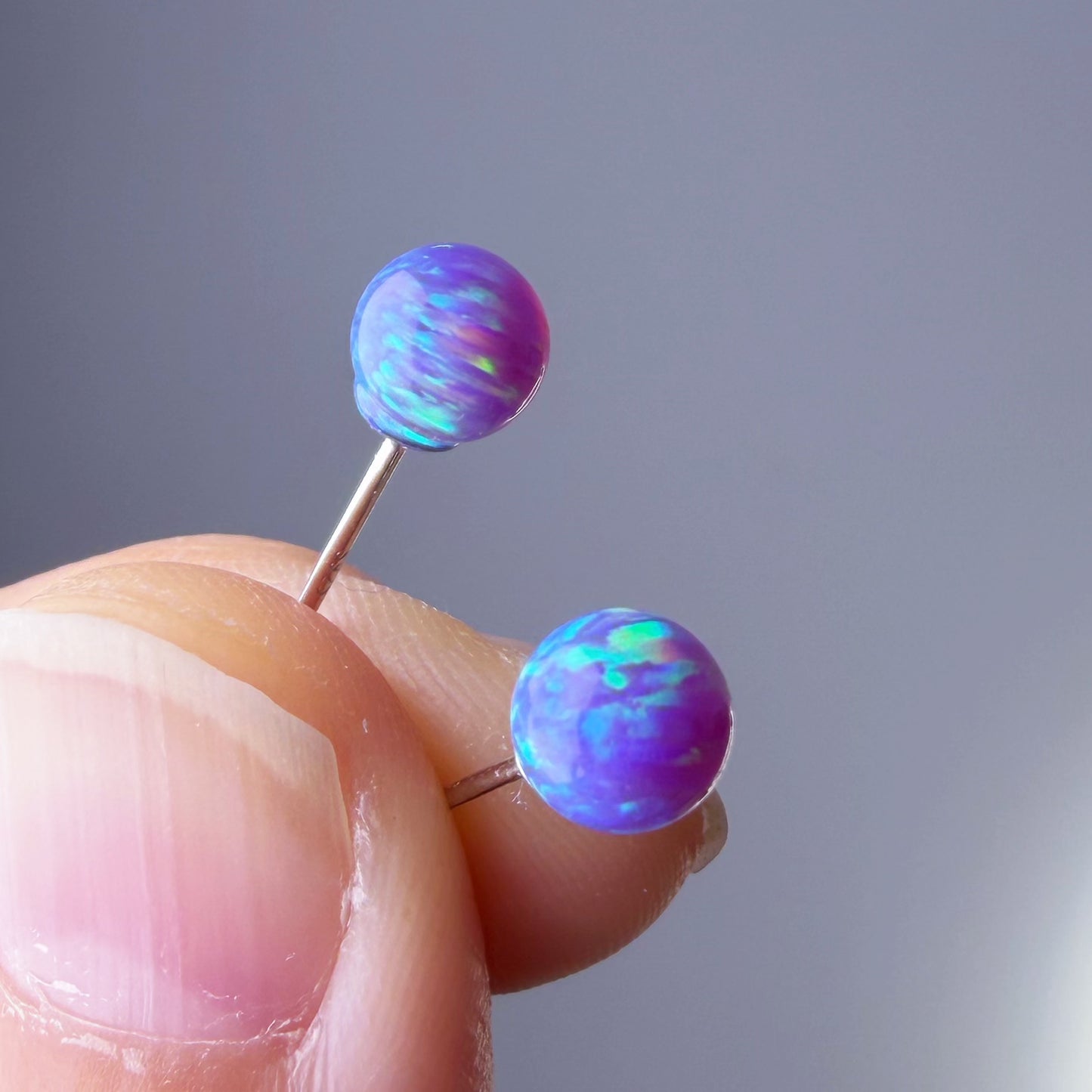 Quartzberry - Lab Grown Purple Opal Stud Earrings