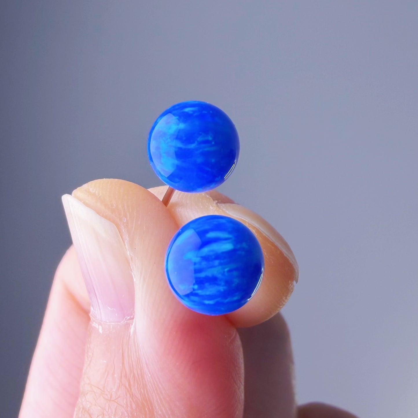 Quartzberry - Lab Grown Blue Opal Stud Earrings