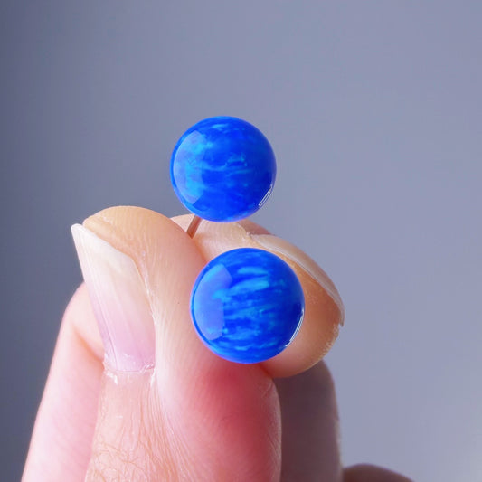 Quartzberry - Lab Grown Blue Opal Stud Earrings