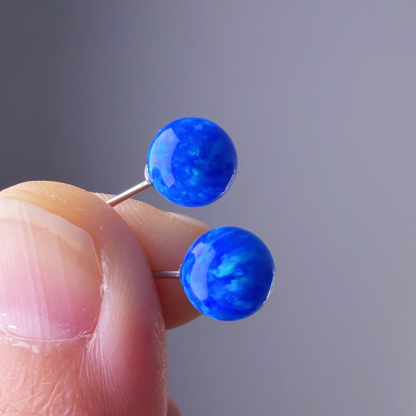 Quartzberry - Lab Grown Blue Opal Stud Earrings