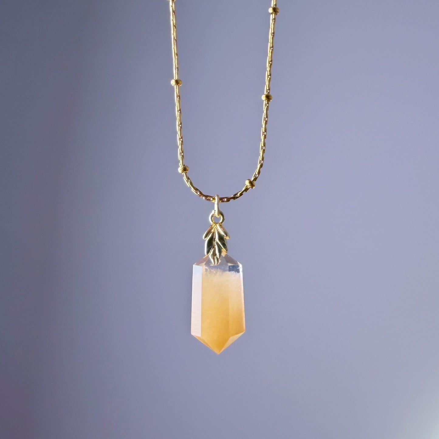Quartzberry - Natural Yellow Rutile Quartz Crystal Pendant Necklace - One-of-a-kind