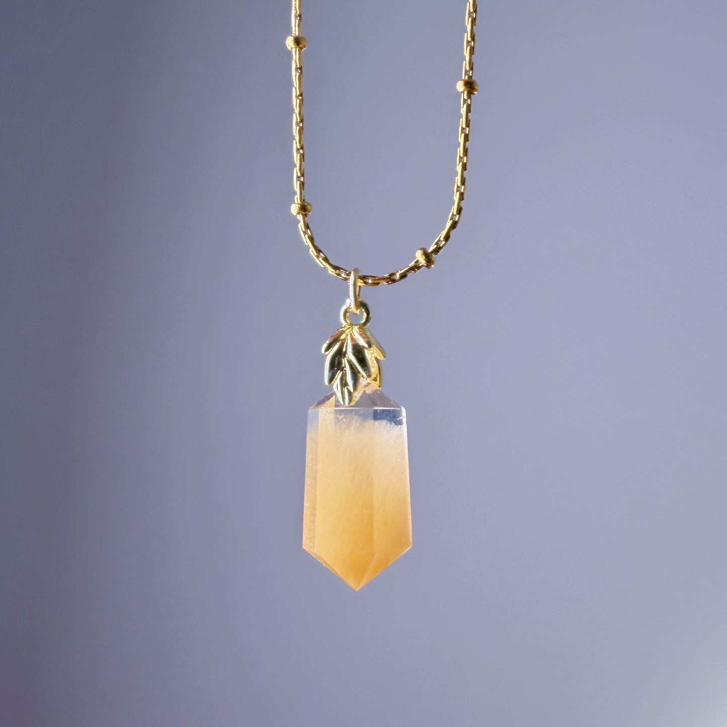 Quartzberry - Natural Yellow Rutile Quartz Crystal Pendant Necklace - One-of-a-kind