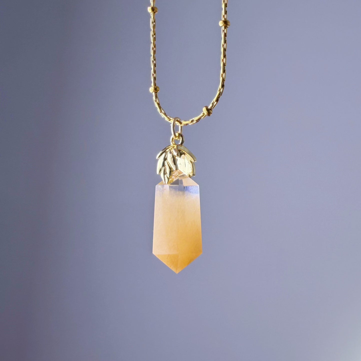 Quartzberry - Natural Yellow Rutile Quartz Crystal Pendant Necklace - One-of-a-kind